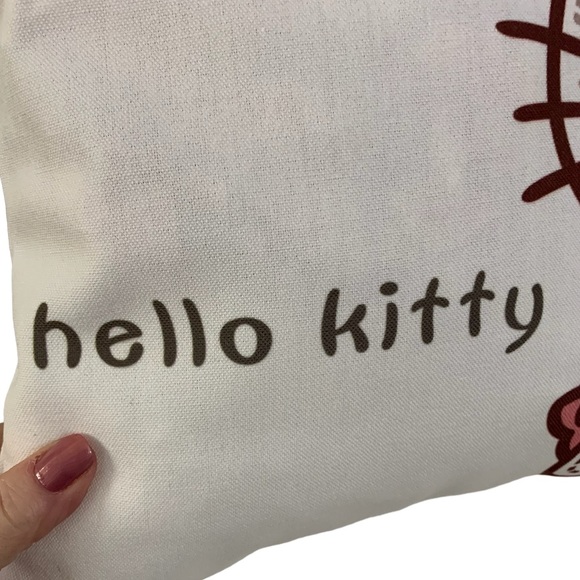 NEW Hello Kitty Canvas Zipper Top Tote Shoulder Bag Mauve Ivory Brown - Picture 5 of 10